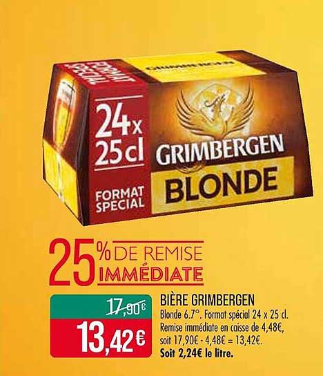 Bière Grimbergen Blonde 6.7° - Format spécial 24 x 25 cl