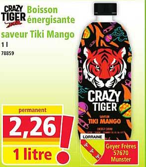 Boisson énergisante saveur Tiki Mango