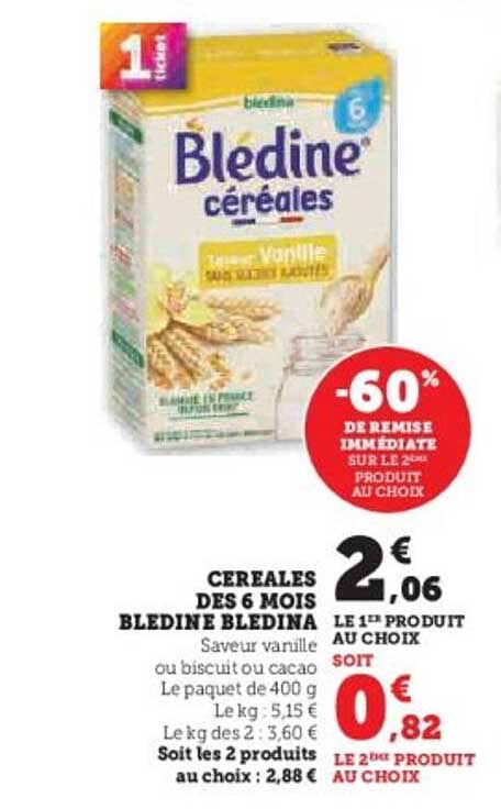 Céréales des 6 mois Bledine Bledina