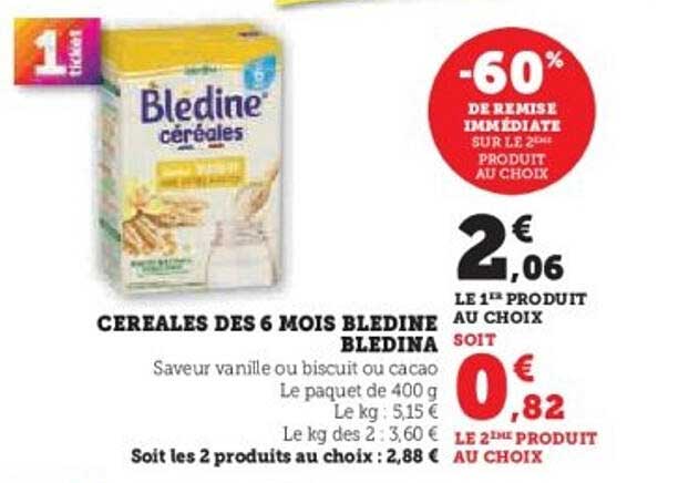 CEREALES DES 6 MOIS BLEDINE BLEDINA