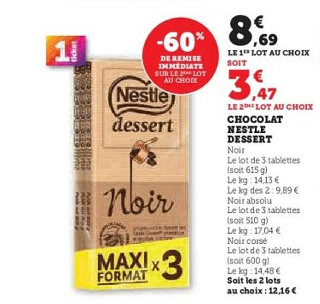 CHOCOLAT NESTLE DESSERT Noir