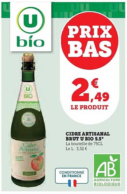 CIDRE ARTISANAL BRUT U BIO 5.5°