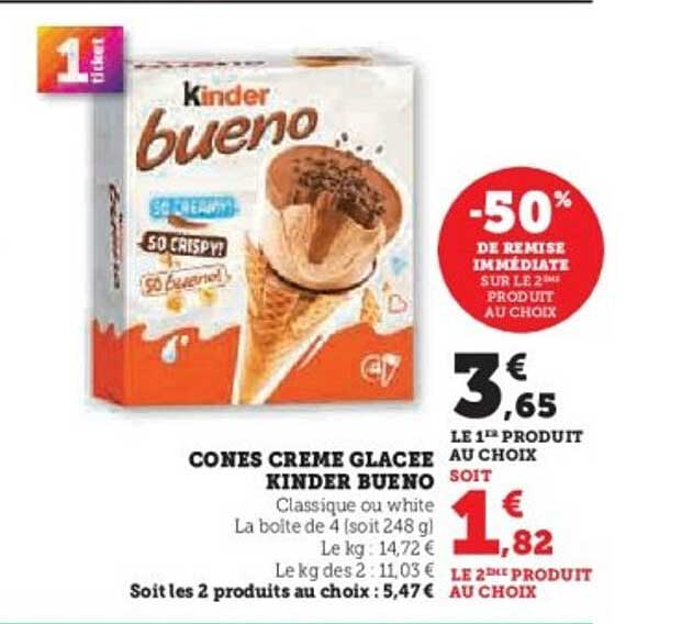 CONES CREME GLACEE KINDER BUENO