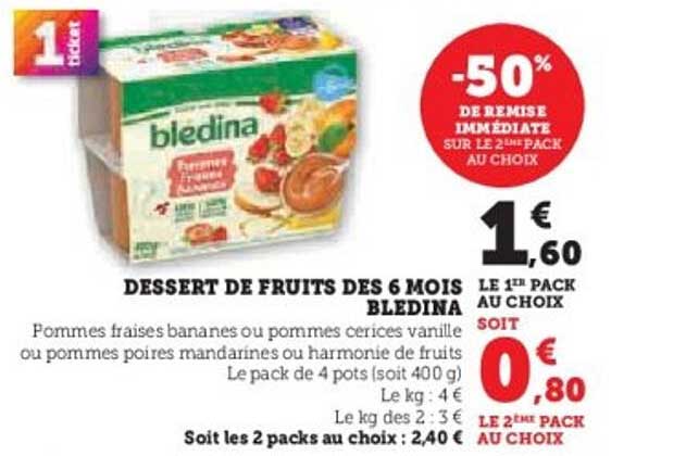 DESSERT DE FRUITS DES 6 MOIS BLEDINA