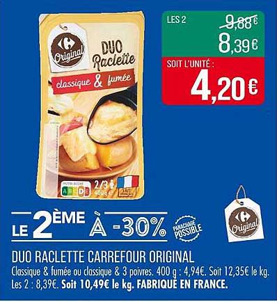 DUO RACLETTE CARREFOUR ORIGINAL