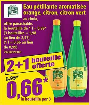 Eau pétillante aromatisée orange, citron, citron vert