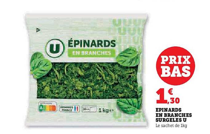 ÉPINARDS EN BRANCHES SURGELÉS U