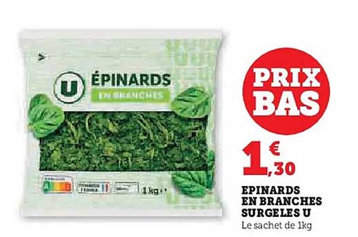 ÉPINARDS EN BRANCHES SURGELÉS U