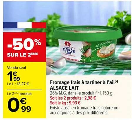 Fromage frais à tartiner à l’ail ALSACE LAIT