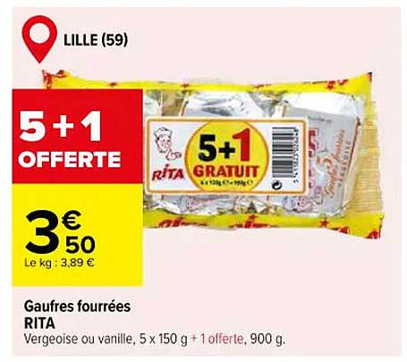 Gaufres fourrées RITA - 5+1 offert