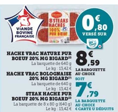 HACHE VRAC NATURE PUR BOEUF 20% MG BIGARD