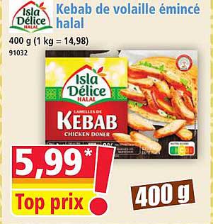 Kebab de volaille émincé halal