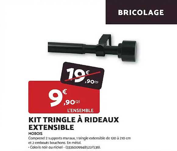 KIT TRINGLE À RIDEAUX EXTENSIBLE