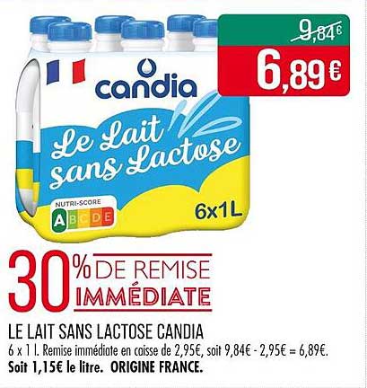 LE LAIT SANS LACTOSE CANDIA