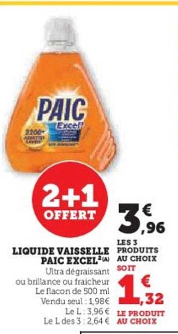 LIQUIDE VAISSELLE PAIC EXCEL