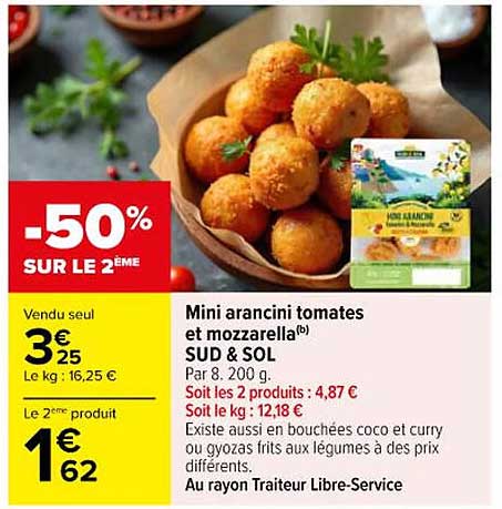 Mini arancini tomates et mozzarella(b) SUD & SOL