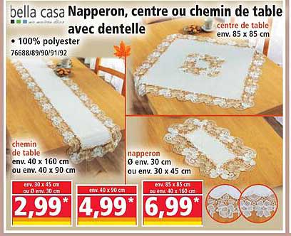 Napperon, centre ou chemin de table avec dentelle