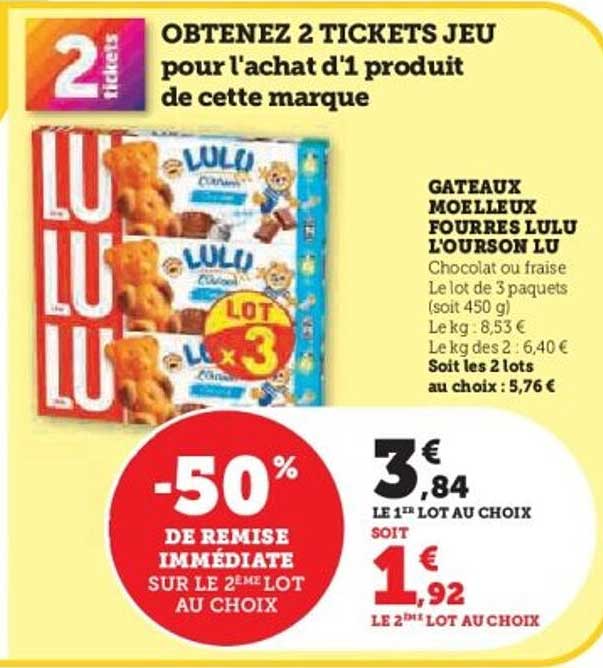 OBTENEZ 2 TICKETS JEU pour l'achat d'1 produit de cette marque