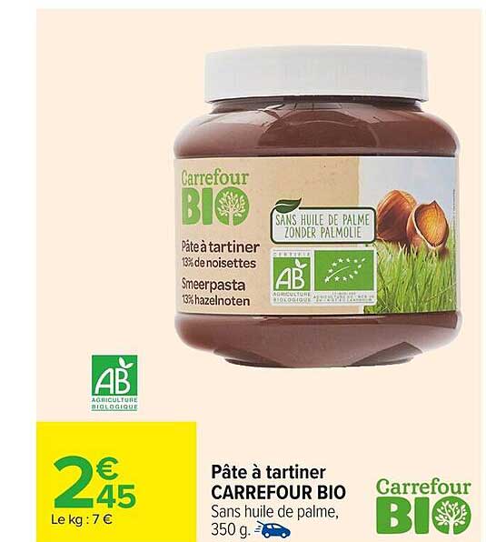 Pâte à tartiner CARREFOUR BIO