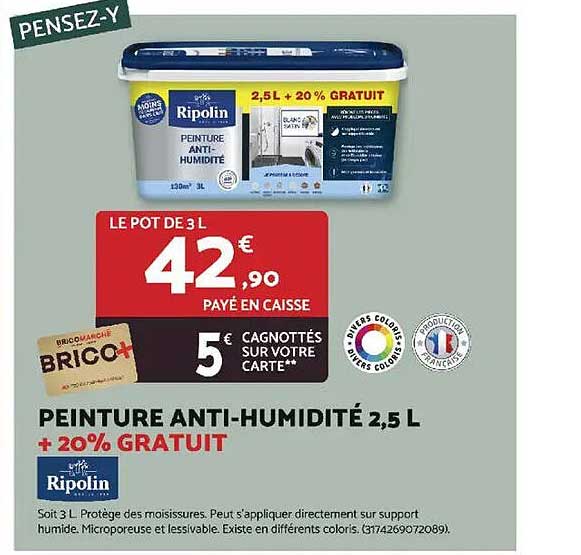 PEINTURE ANTI-HUMIDITÉ 2,5 L + 20% GRATUIT