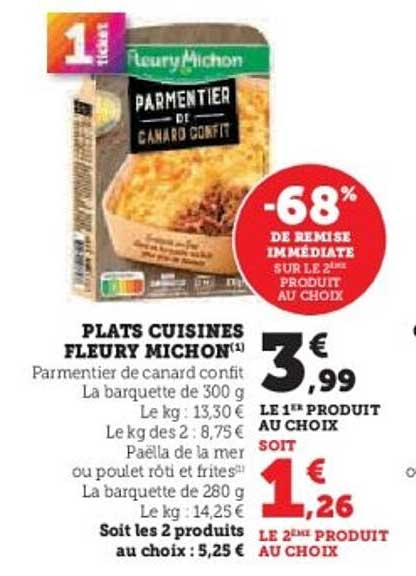 Plats Cuisines Fleury Michon - Parmentier de Canard Confit