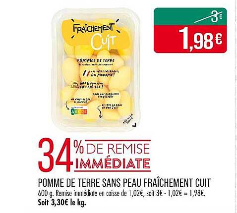 POMME DE TERRE SANS PEAU FRAÎCHEMENT CUIT