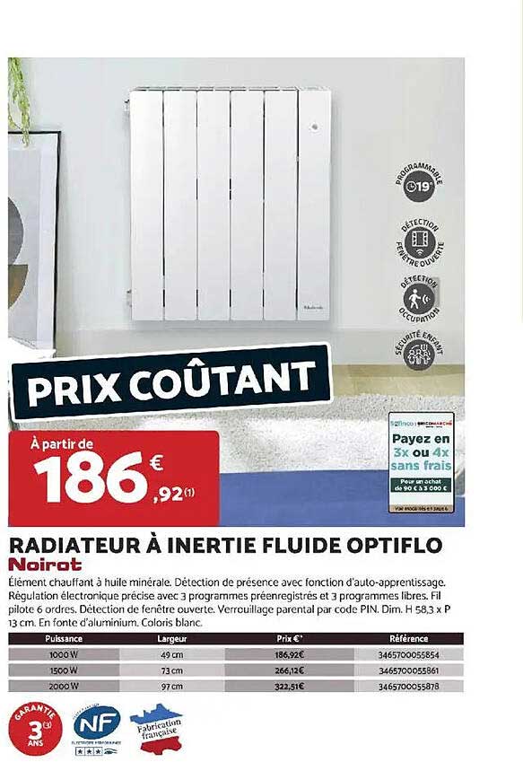 RADIATEUR À INERTIE FLUIDE OPTIFLO Noir