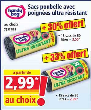 Sacs poubelle avec poignées ultra résistant