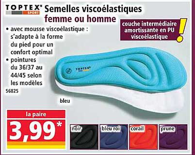 Semelles viscoélastiques femme ou homme