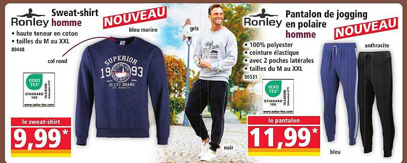 Sweat-shirt Ronley homme et Pantalon de jogging en polaire homme