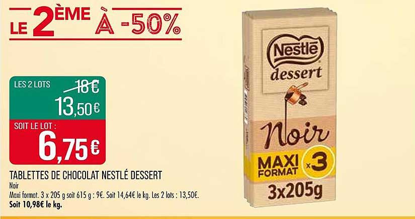 TABLETTES DE CHOCOLAT NESTLÉ DESSERT