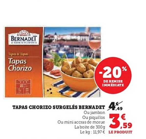 TAPAS CHORIZO SURGELÉS BERNADET