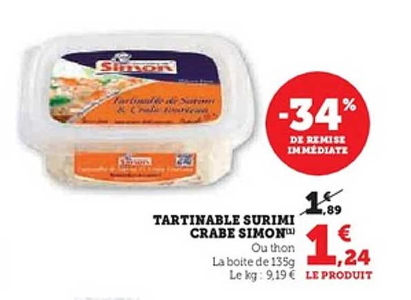 TARTINABLE SURIMI CRABE SIMON