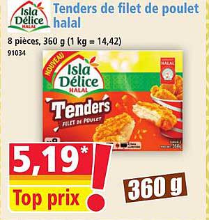 Tenders de filet de poulet halal