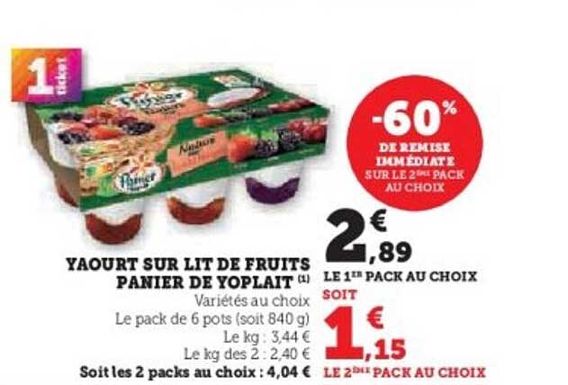 Yaourt sur lit de fruits Panier de Yoplait
