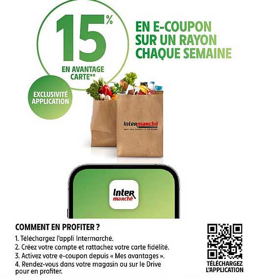 15% EN E-COUPON SUR UN RAYON CHAQUE SEMAINE