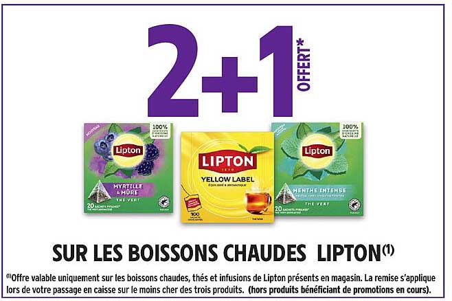 2+1 OFFERT* SUR LES BOISSONS CHAUDES LIPTON