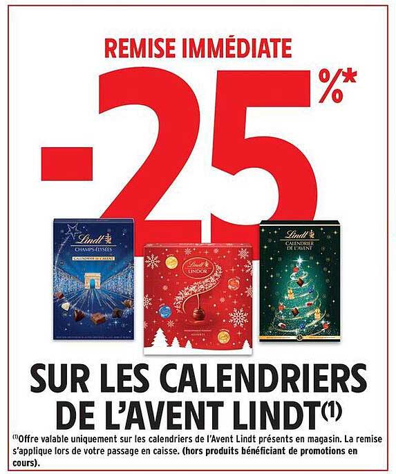 -25% SUR LES CALENDRIERS DE L’AVENT LINDT
