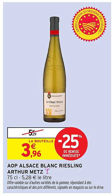 AOP ALSACE BLANC RIESLING ARTHUR METZ
