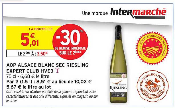 AOP ALSACE BLANC SEC RIESLING EXPERT CLUB HVE