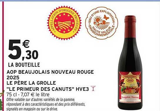AOP BEAUJOLAIS NOUVEAU ROUGE 2025 LE PÈRE LA GROLLE
