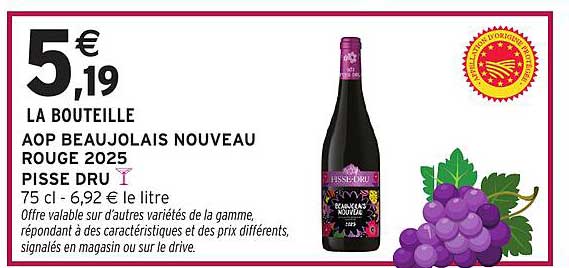 AOP BEAUJOLAIS NOUVEAU ROUGE 2025 PISSE DRU