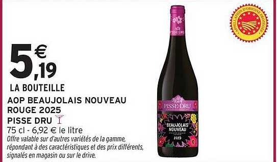 AOP BEAUJOLAIS NOUVEAU ROUGE 2025 PISSE DRU