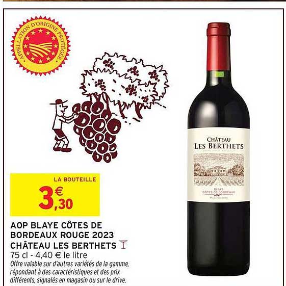 AOP BLAYE CÔTES DE BORDEAUX ROUGE 2023 CHÂTEAU LES BERTHETS