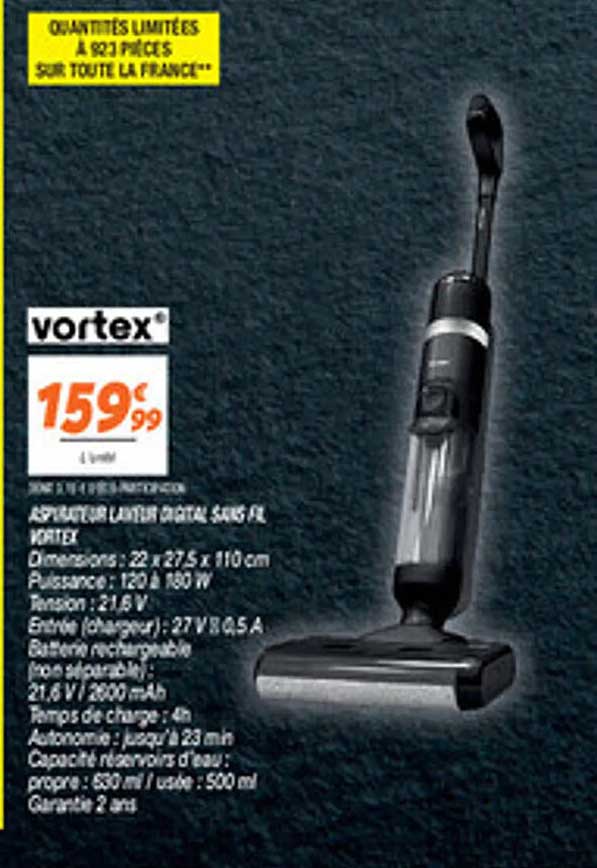 ASPIRATEUR LAVEUR DIGITAL SANS FIL VORTEX