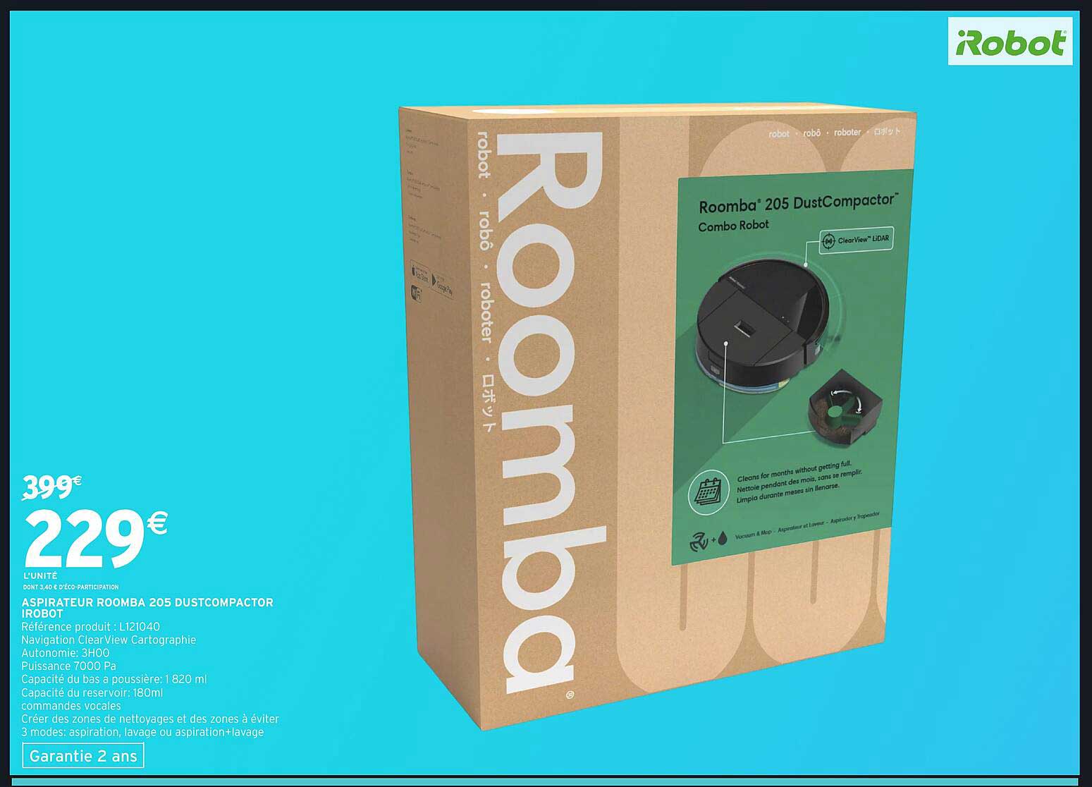 ASPIRATEUR ROOMBA 205 DUSTCOMPACTOR IROBOT