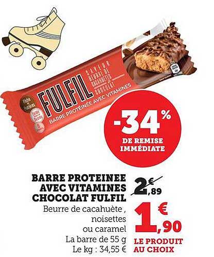 BARRE PROTEINEE AVEC VITAMINES CHOCOLAT FULFIL