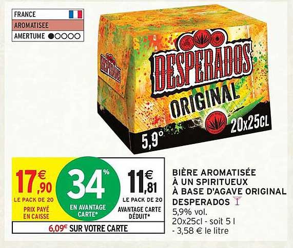 BIÈRE AROMATISÉE À UN SPIRITUEUX À BASE D'AGAVE ORIGINAL DESPERADOS