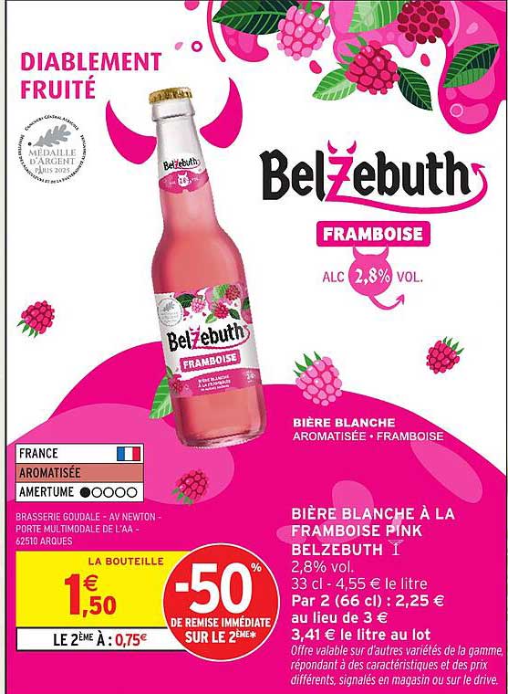 Bière Blanche à la Framboise Pink Belzebuth 2,8% vol