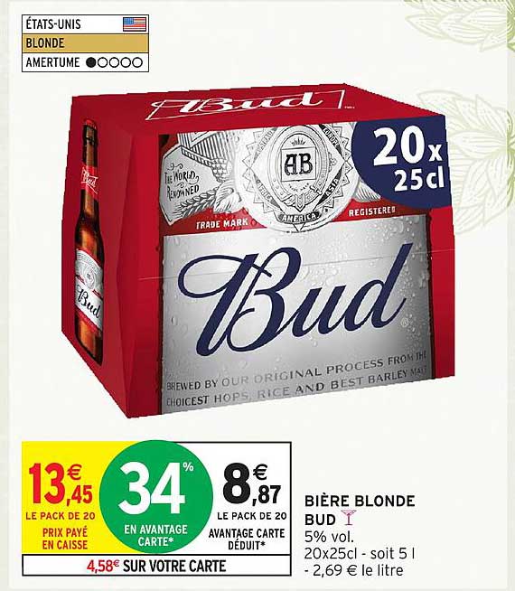 BIÈRE BLONDE BUD 5% vol.